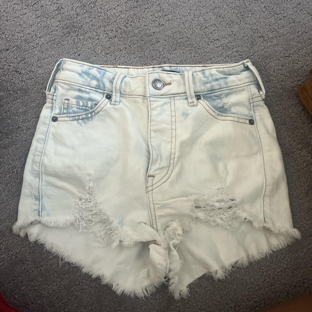 True Religion White Distressed Jean Shorts